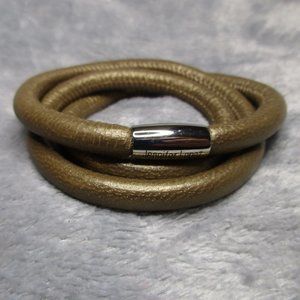 Endless Triple Bronze Metallic Silver Clasp Bracelet By JLO 7 inch NEW A45